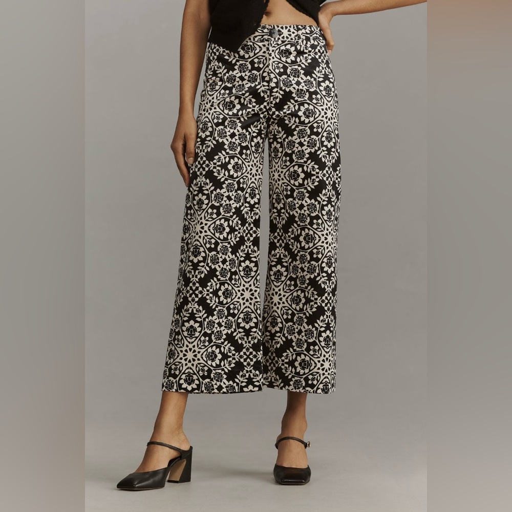 Maeve by Anthropologie The Ettie High-Rise Crop Wide-Leg Pants: Printed Edition
